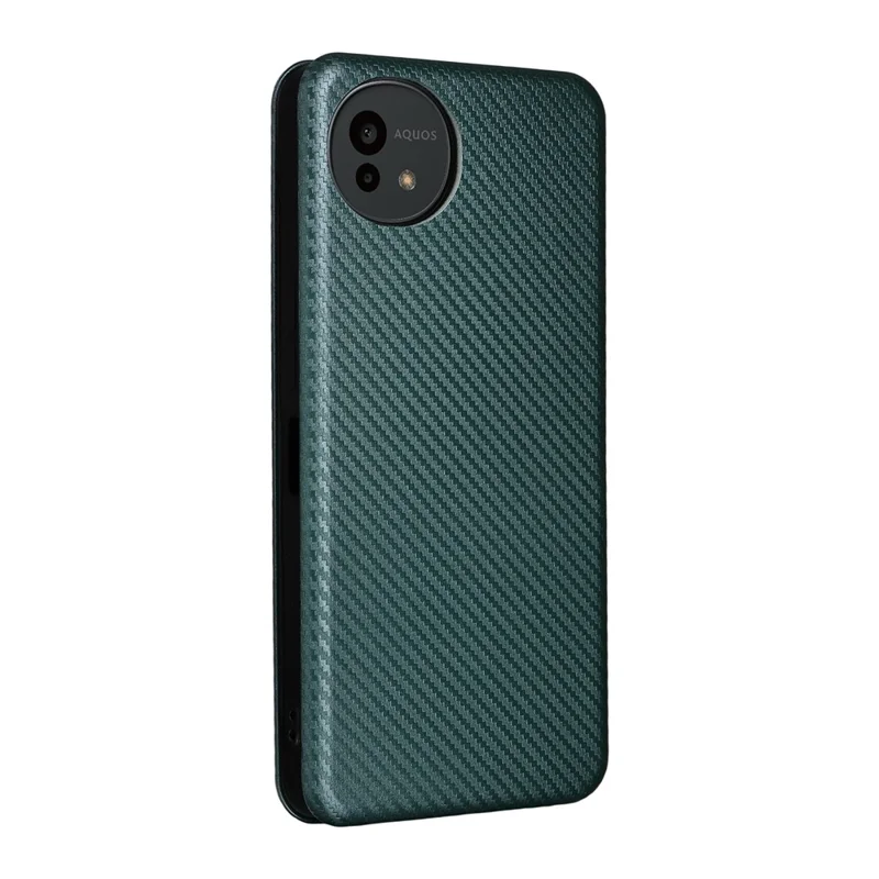 For Sharp Aquos Wish5 Case Carbon Fiber Texture Drop-Proof PU Leather Phone Cover - Green