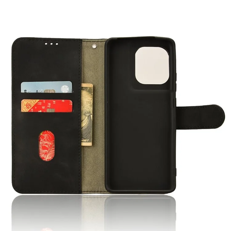 Para Motorola Edge 50 Pro 5G Funda de Piel Tacto Suave Anti Caída Cartera Flip Funda de Teléfono - Negro