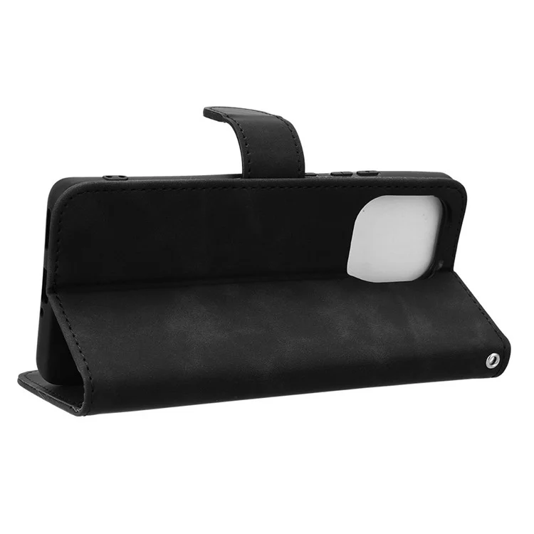 Para Motorola Edge 50 Pro 5G Funda de Piel Tacto Suave Anti Caída Cartera Flip Funda de Teléfono - Negro