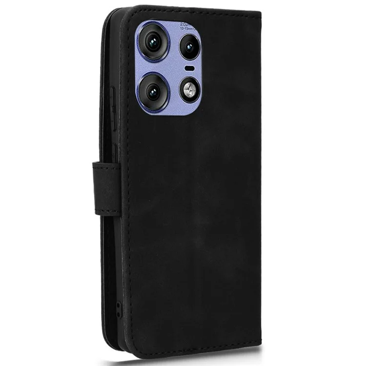 Para Motorola Edge 50 Pro 5G Funda de Piel Tacto Suave Anti Caída Cartera Flip Funda de Teléfono - Negro