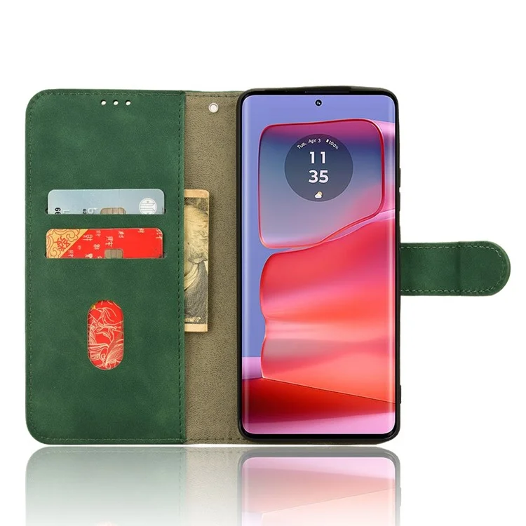 For Motorola Edge 50 Pro 5G Leather Case Skin Feel Anti Drop Wallet Flip Phone Cover - Green