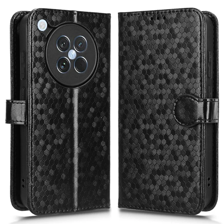 Para Oppo Find X8s 5G Capa Carteira com Padrão de Pontos em Couro PU - Preto