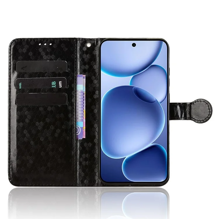 Para Oppo Find X8s 5G Capa Carteira com Padrão de Pontos em Couro PU - Preto