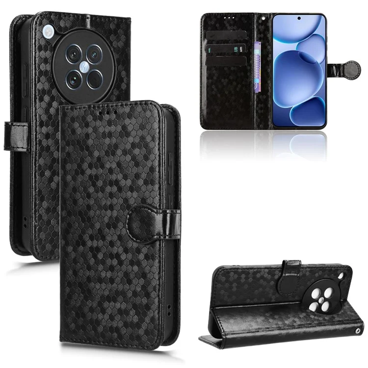 Para Oppo Find X8s 5G Capa Carteira com Padrão de Pontos em Couro PU - Preto