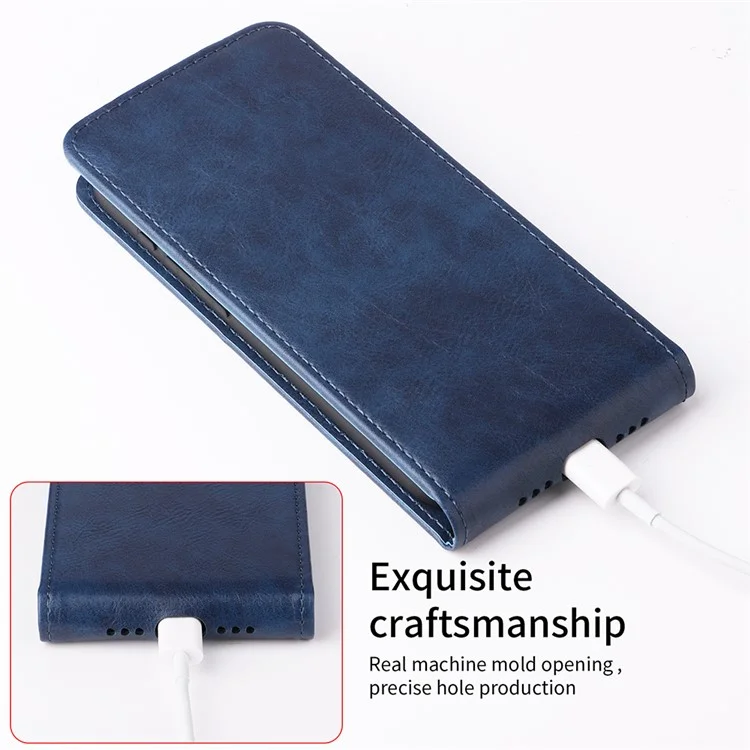 Capa para Oppo Find X8s 5G com Suporte, Fecho Magnético, Flip Vertical em Couro com Porta-cartões - Azul Escuro