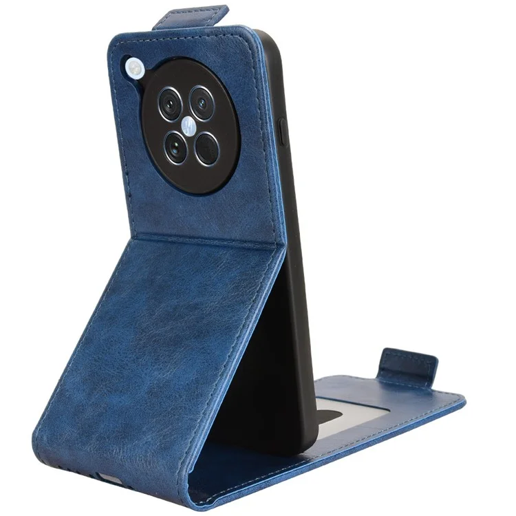 Capa para Oppo Find X8s 5G com Suporte, Fecho Magnético, Flip Vertical em Couro com Porta-cartões - Azul Escuro