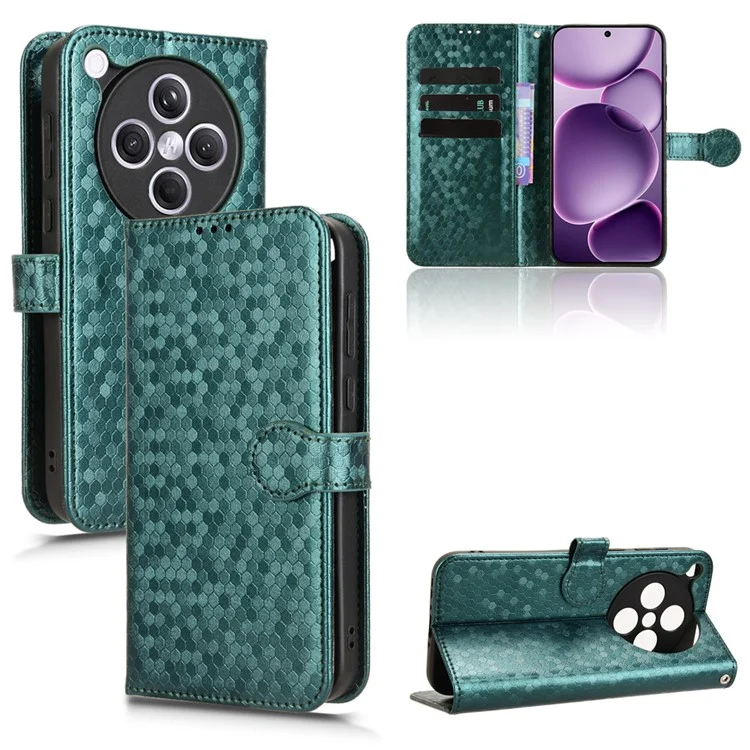 For Oppo Find X8s+ 5G Wallet Case Dot Pattern Imprint PU Leather Phone Cover - Green