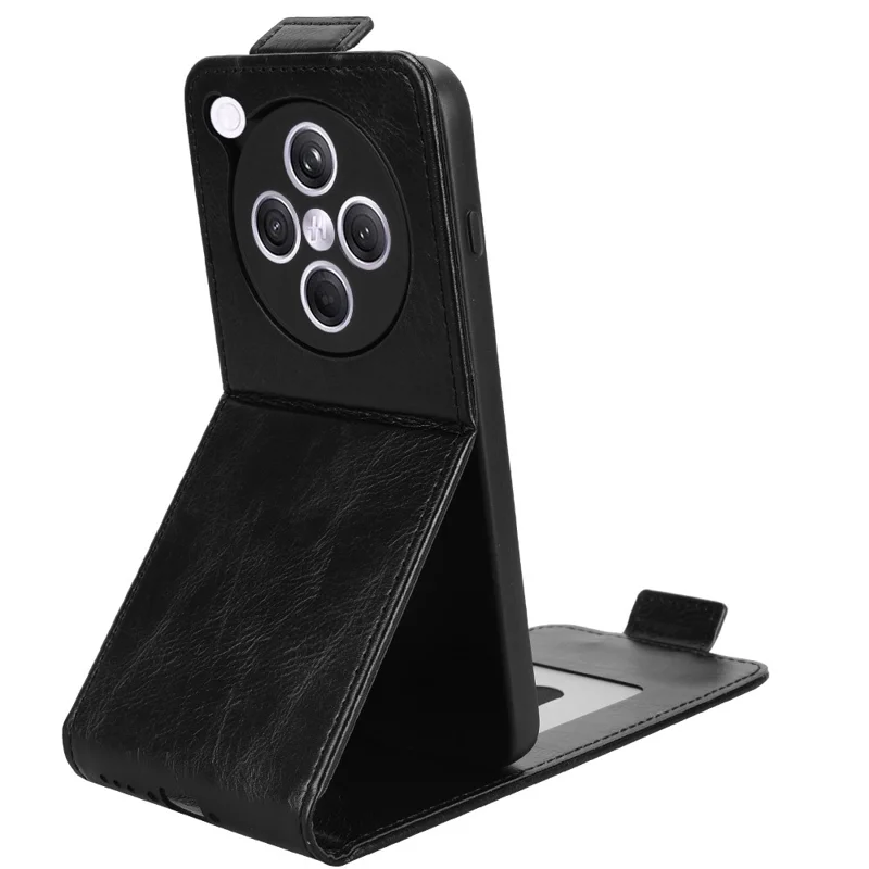 For Oppo Find X8s+ 5G Stand Case med magnetisk lukning, lodret flip, læderlukning med kortlomme - Sort