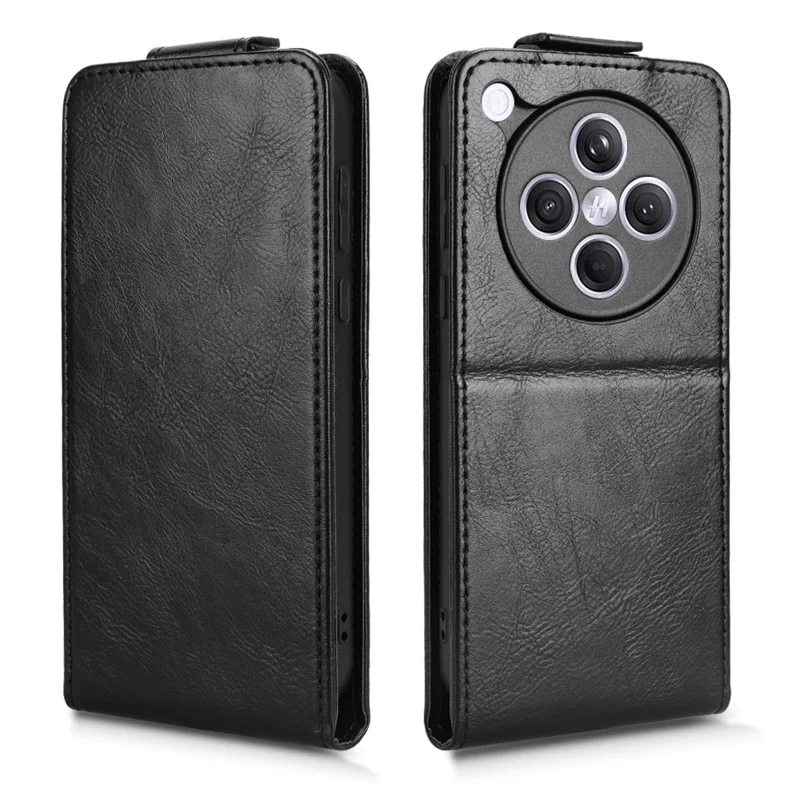 For Oppo Find X8s+ 5G Stand Case med magnetisk lukning, lodret flip, læderlukning med kortlomme - Sort