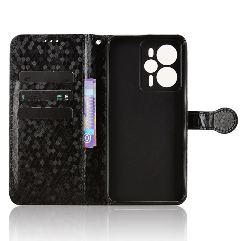 For Realme 14 5G Wallet Case Dot Pattern Imprint PU Leather Phone Cover - Black