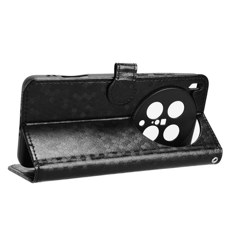 For vivo X200 Ultra 5G Wallet Case Dot Pattern Imprint PU Leather Phone Cover - Black