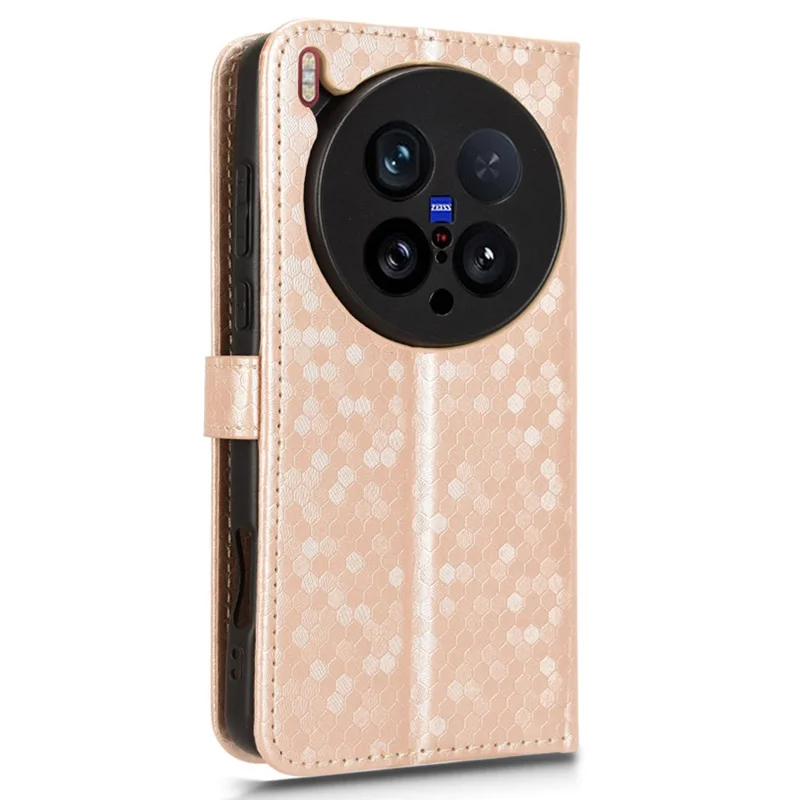 For vivo X200 Ultra 5G Wallet Case Dot Pattern Imprint PU Leather Phone Cover - Rose Gold