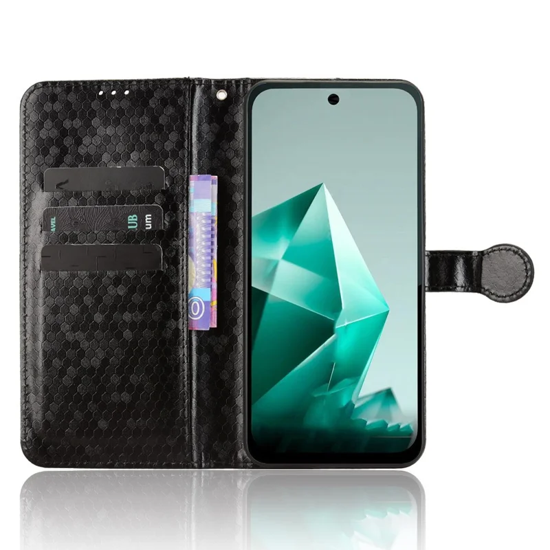 For Infinix Note 50x 5G Wallet Case Dot Pattern Imprint PU Leather Phone Cover - Black