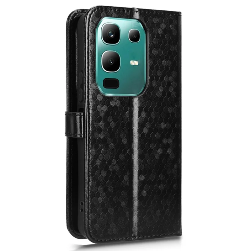 For Infinix Note 50x 5G Wallet Case Dot Pattern Imprint PU Leather Phone Cover - Black