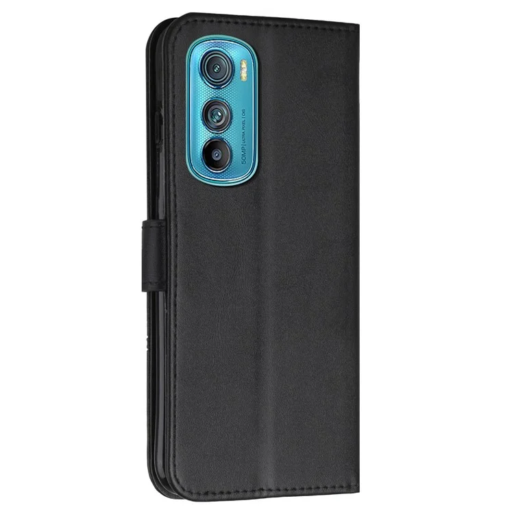 Für Motorola Edge 30 5G Wallet Stand PU Leder Handy Hülle Anti-Staub Handy Hülle mit Gurt - Schwarz