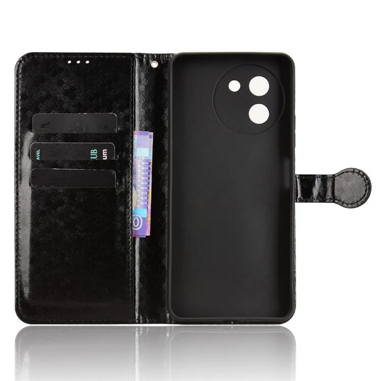 Para Doogee Note 59 Pro / Note 59 Capa Carteira com Padrão Pontilhado em Couro PU - Preto