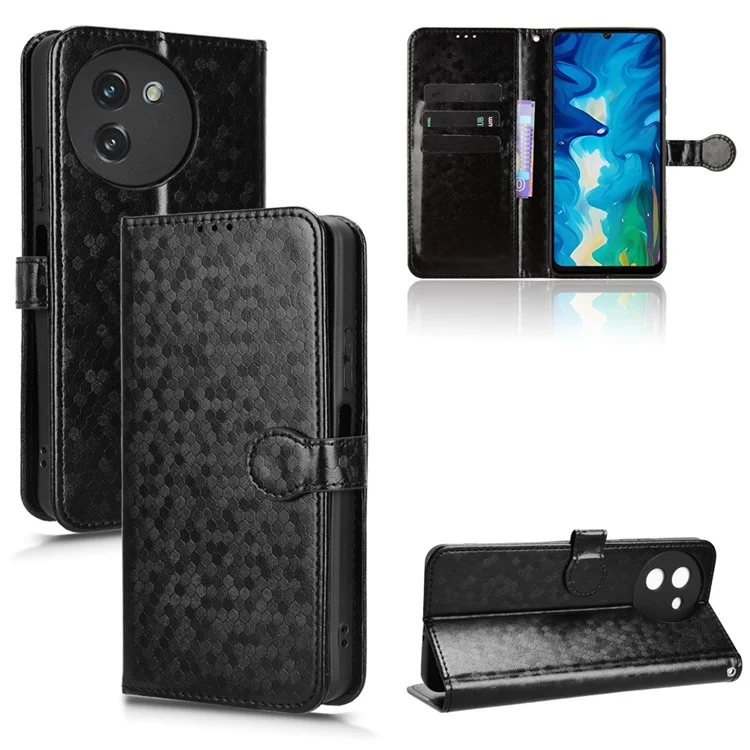 Para Doogee Note 59 Pro / Note 59 Capa Carteira com Padrão Pontilhado em Couro PU - Preto
