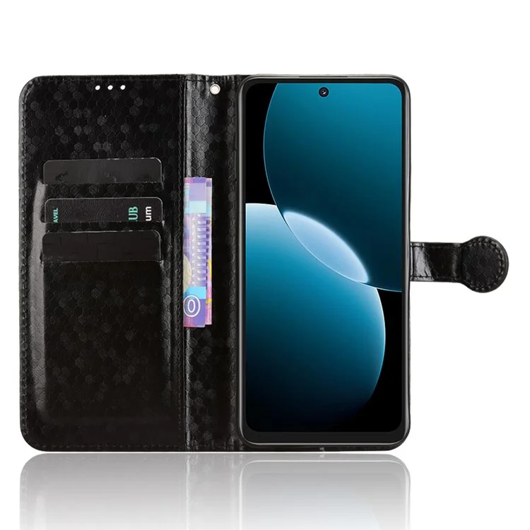 For Huawei Enjoy 80 Wallet Case Dot Pattern Imprint PU Leather Phone Cover - Black