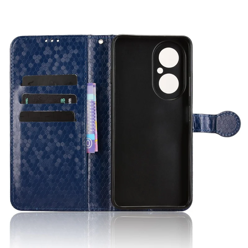 Plånboksfodral för Huawei Enjoy 80 med prickmönster, PU-läder mobilskal - Mörkblå