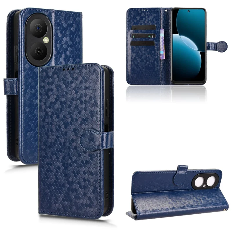 Plånboksfodral för Huawei Enjoy 80 med prickmönster, PU-läder mobilskal - Mörkblå