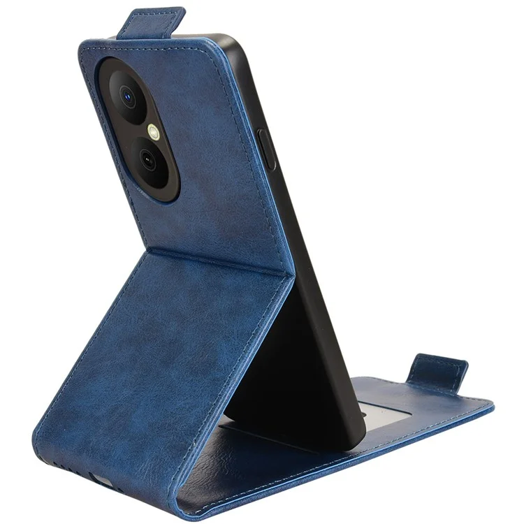 For Huawei Enjoy 80 Stand Case Magnetic Clasp Vertical Flip Leather Phone Cover with Card Holder - Dark Blue