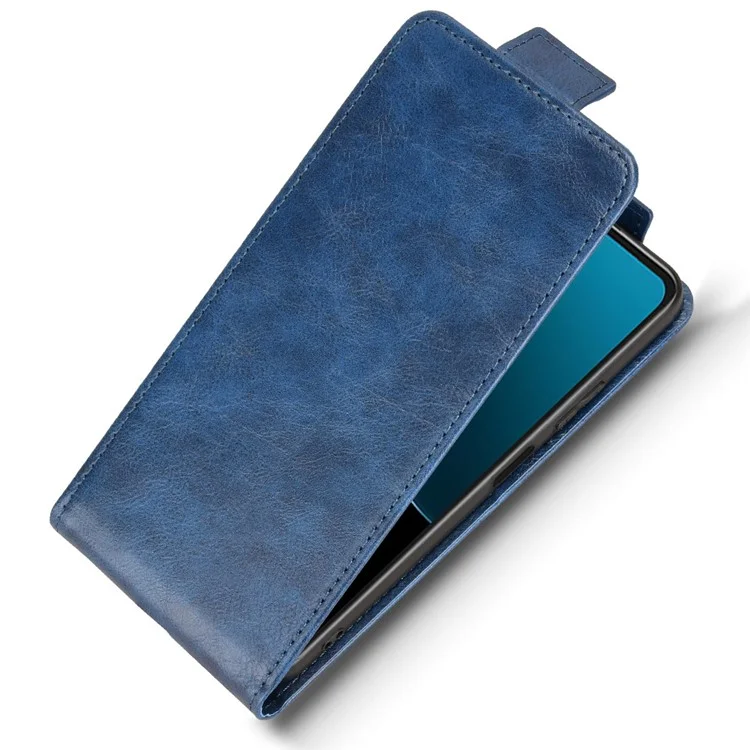 For Huawei Enjoy 80 Stand Case Magnetic Clasp Vertical Flip Leather Phone Cover with Card Holder - Dark Blue