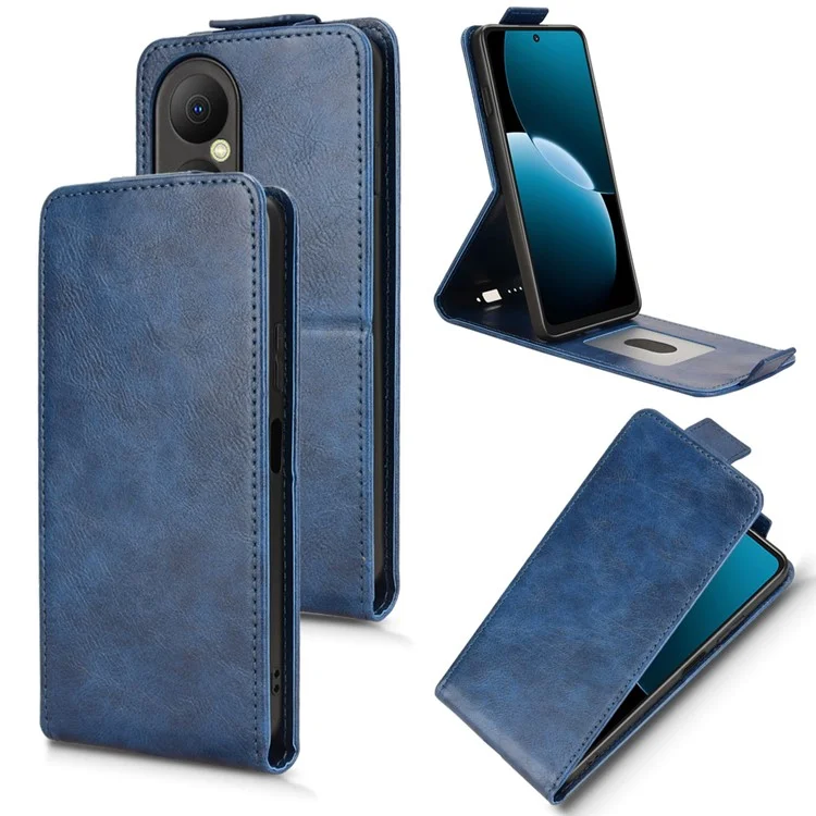 For Huawei Enjoy 80 Stand Case Magnetic Clasp Vertical Flip Leather Phone Cover with Card Holder - Dark Blue