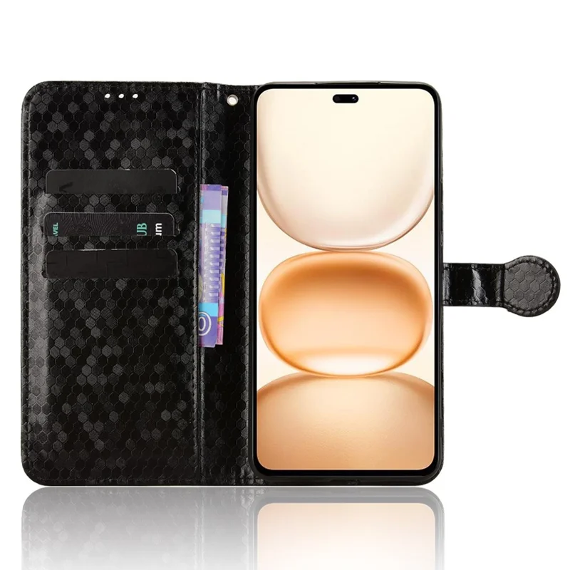 Cover a portafoglio per Honor Power 5G con motivo a punti, in pelle PU - Nero