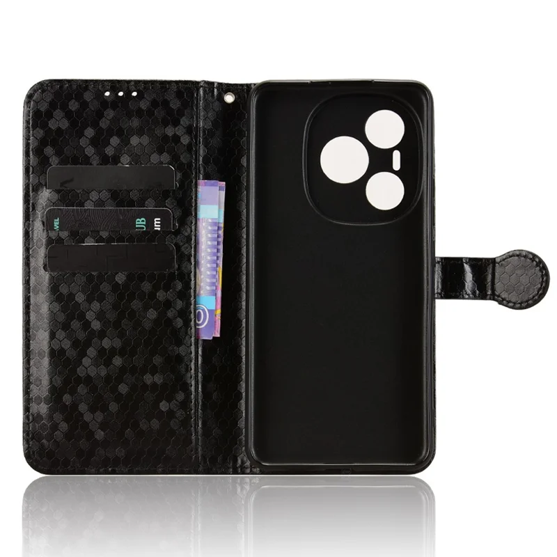 Cover a portafoglio per Honor Power 5G con motivo a punti, in pelle PU - Nero