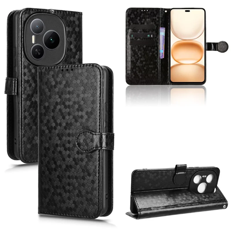 Cover a portafoglio per Honor Power 5G con motivo a punti, in pelle PU - Nero