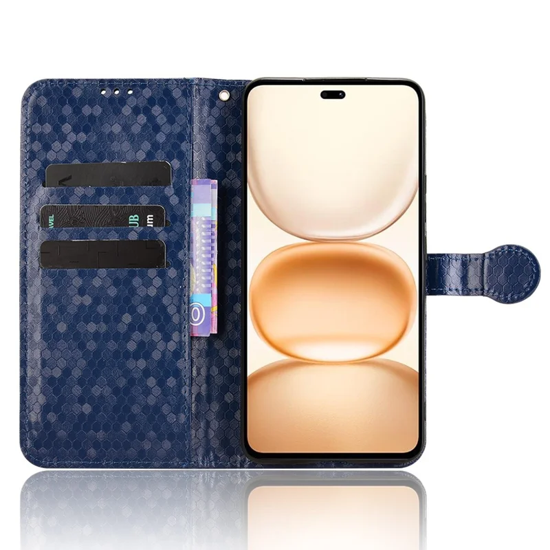 For Honor Power 5G Wallet Case Dot Pattern Imprint PU Leather Phone Cover - Dark Blue