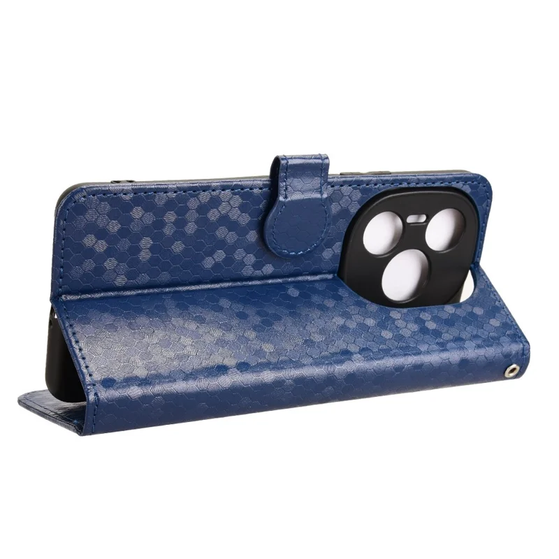 For Honor Power 5G Wallet Case Dot Pattern Imprint PU Leather Phone Cover - Dark Blue