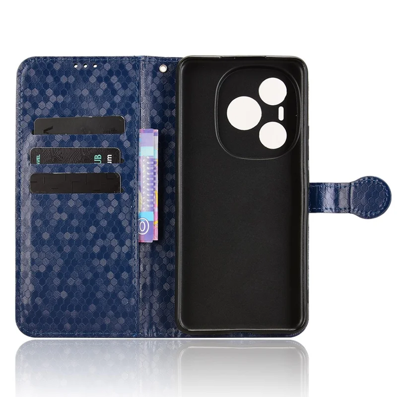 For Honor Power 5G Wallet Case Dot Pattern Imprint PU Leather Phone Cover - Dark Blue