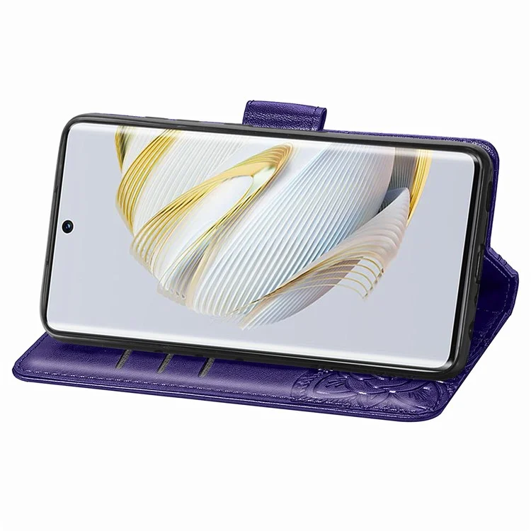 Étui à Motif de Papillon Imprimé Pour Huawei Nova 10 4G, Cuir PU + Support de Portefeuille TPU Couvercle de Téléphone à L'épreuve de la Bracelet Avec Bracelet - Violet