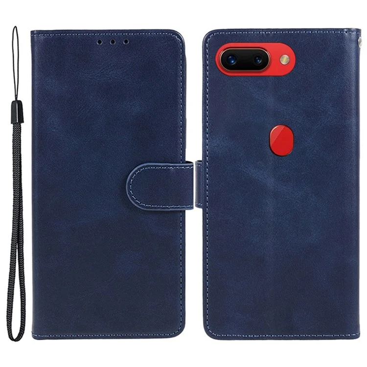 For Oppo R15 Pro Case PU Leather Wallet Protective Phone Cover Calf Texture - Blue
