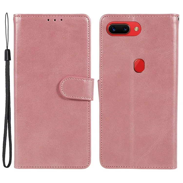 Étui en cuir PU pour Oppo R15 Pro Portefeuille Protection Téléphone Texture de Veau - Or Rose