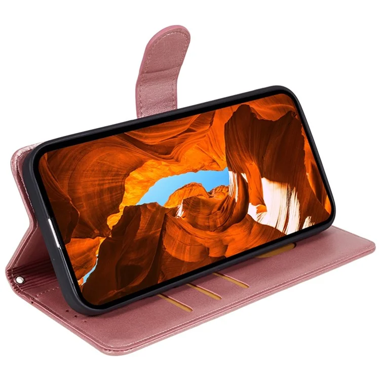 Étui en cuir PU pour Oppo R15 Pro Portefeuille Protection Téléphone Texture de Veau - Or Rose