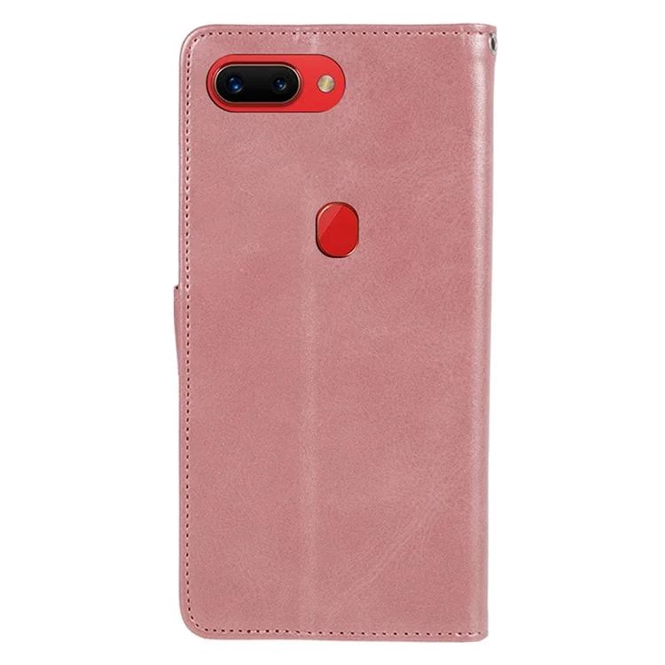 Étui en cuir PU pour Oppo R15 Pro Portefeuille Protection Téléphone Texture de Veau - Or Rose