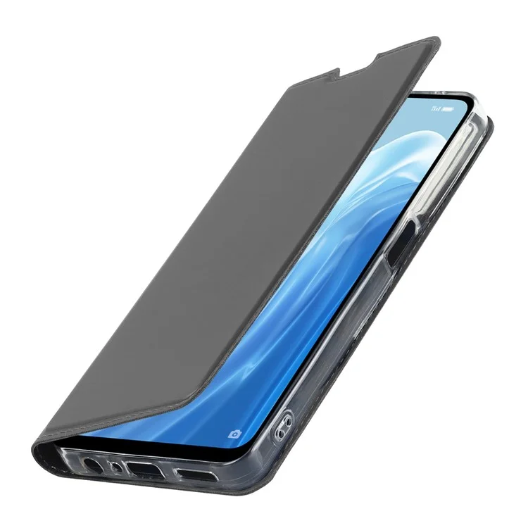 For Oppo Reno7 A (Japan Version) 5G PU Leather Card Holder Case Magnetic Auto-absorbed Phone Stand Cover - Black