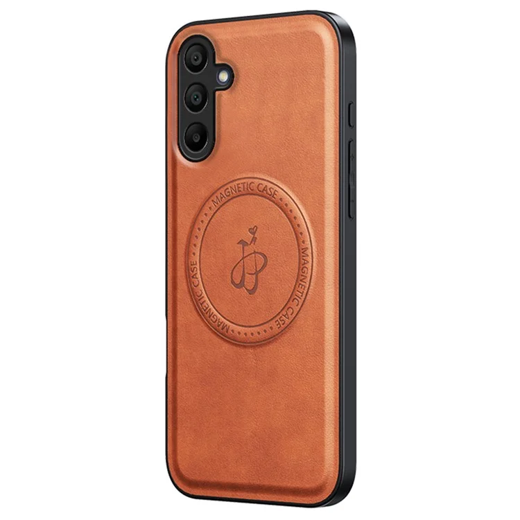 For Samsung Galaxy A16 5G / A16 4G Magnetic Case PU + TPU + PC Phone Back Cover Drop Resistant - Brown