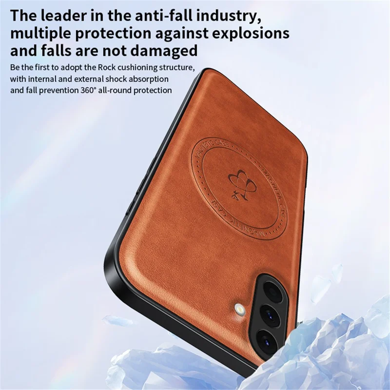 Funda magnética para Samsung Galaxy A26 5G de PU + TPU + PC, resistente a caídas - Marrón