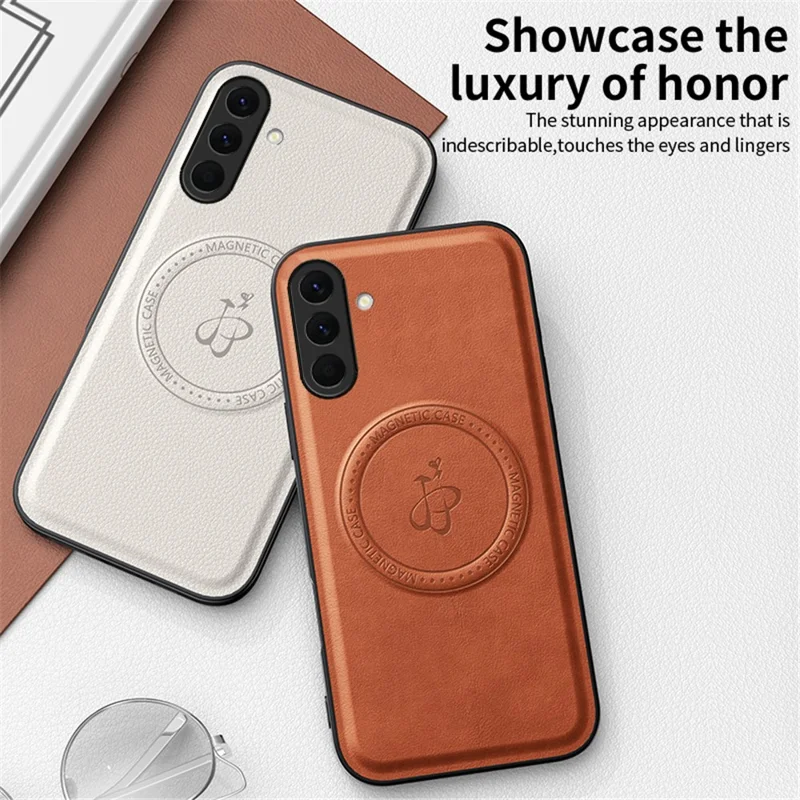 Funda magnética para Samsung Galaxy A26 5G de PU + TPU + PC, resistente a caídas - Marrón
