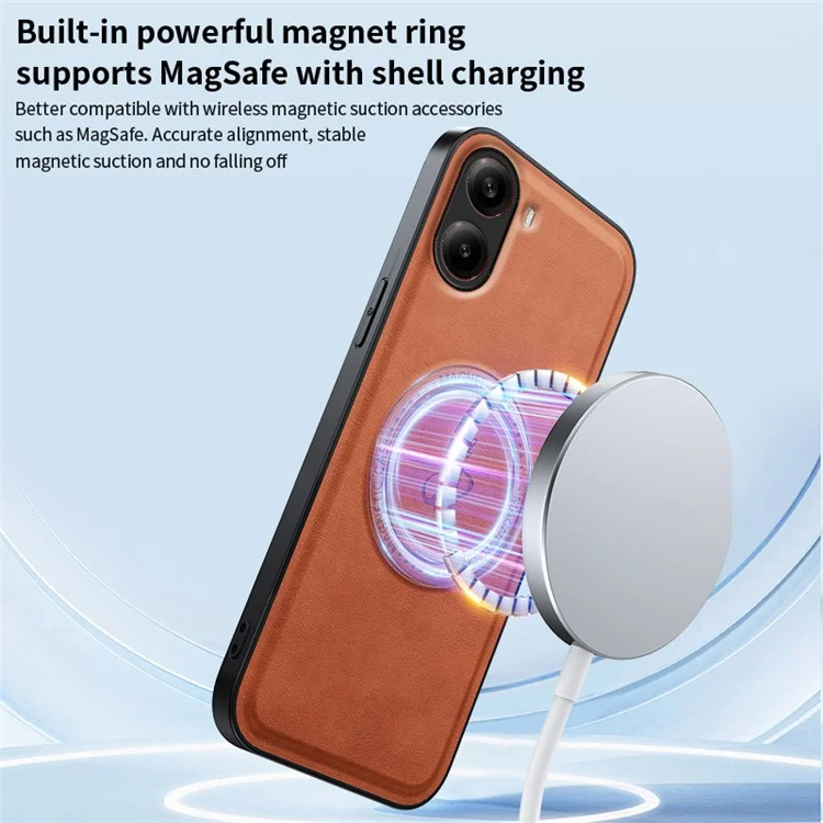 Magnetic Case for Xiaomi Redmi Turbo 4 5G / Poco X7 Pro 5G PU + TPU + PC Phone Back Cover Drop Resistant - Brown