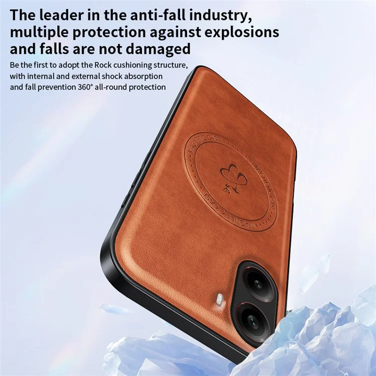 Magnetic Case for Xiaomi Redmi Turbo 4 5G / Poco X7 Pro 5G PU + TPU + PC Phone Back Cover Drop Resistant - Brown
