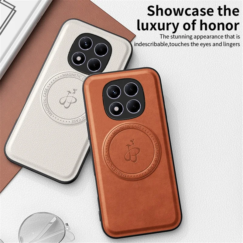 Magnetic Case for Xiaomi Redmi Note 14 Pro 5G / 14 Pro+ 5G / Poco X7 5G PU + TPU + PC Phone Back Cover Drop Resistant - Brown