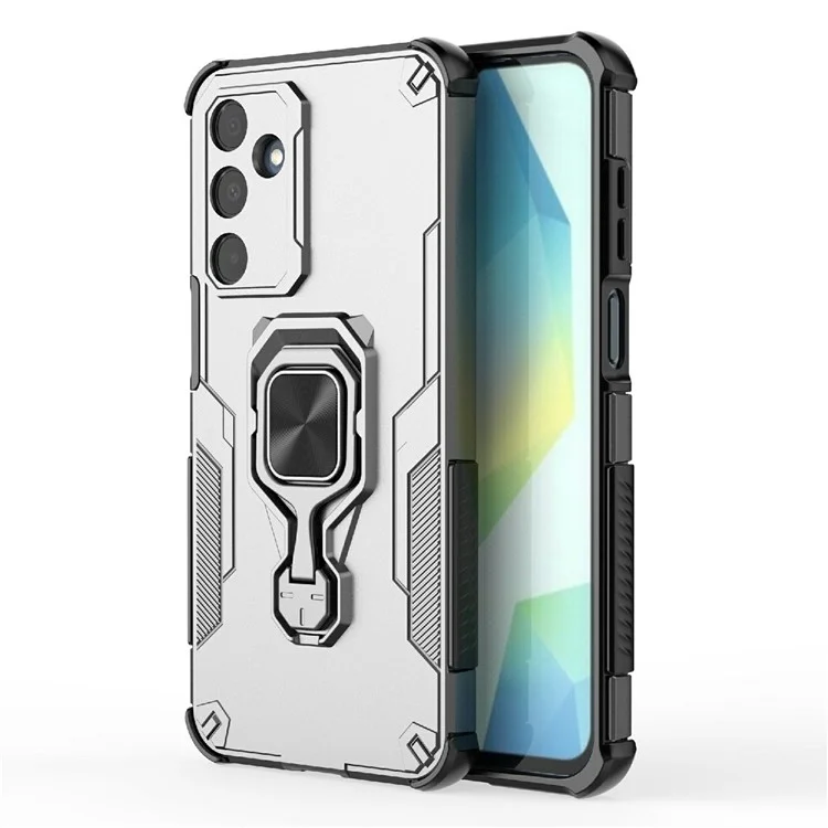 Bulk Purchasing For Samsung Galaxy A16 5G  /  4G Case Rotatable Ring Kickstand PC + TPU Shockproof Phone Cover - Titanium Grey