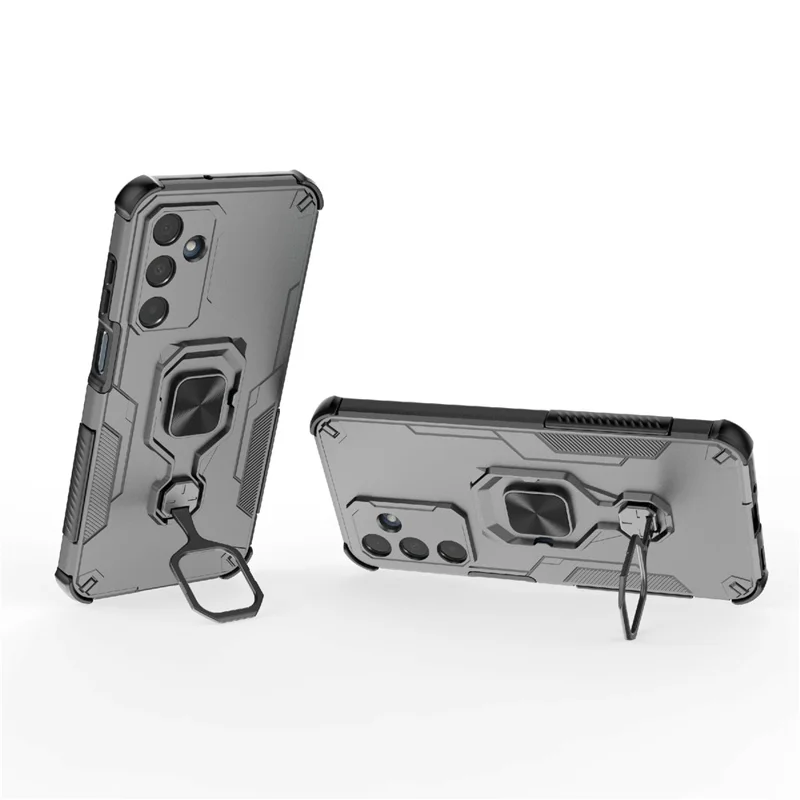Bulk Purchasing For Samsung Galaxy A16 5G  /  4G Case Rotatable Ring Kickstand PC + TPU Shockproof Phone Cover - Titanium Grey