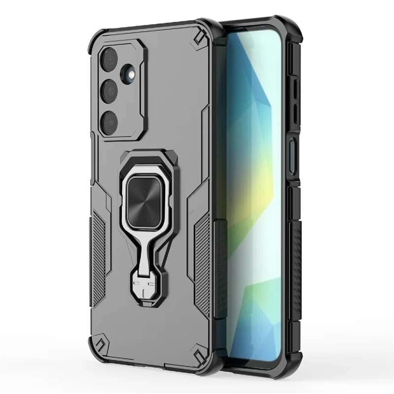 Bulk Purchasing For Samsung Galaxy A16 5G  /  4G Case Rotatable Ring Kickstand PC + TPU Shockproof Phone Cover - Black