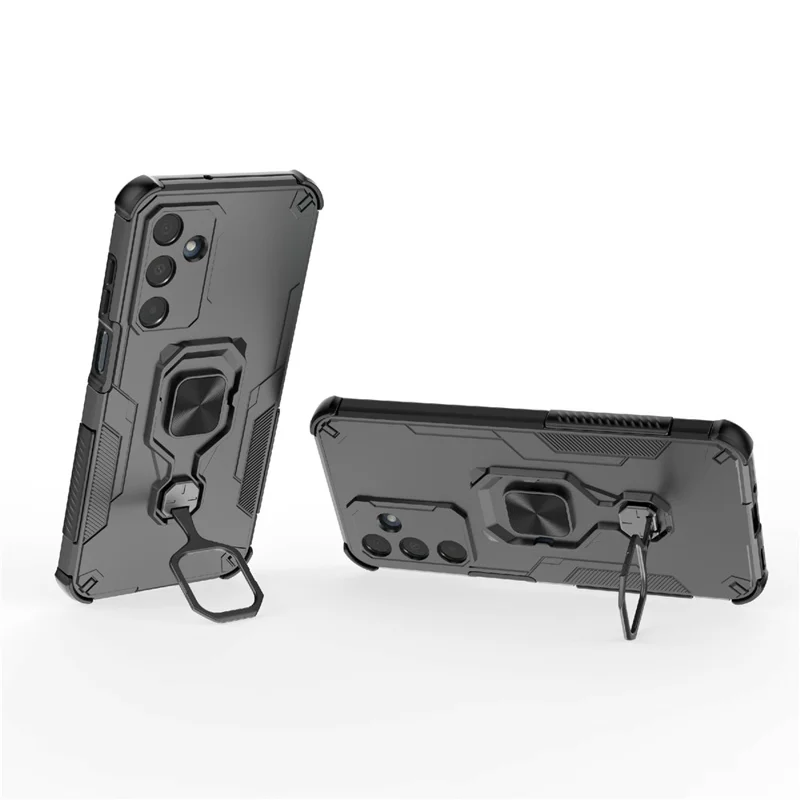 Bulk Purchasing For Samsung Galaxy A16 5G  /  4G Case Rotatable Ring Kickstand PC + TPU Shockproof Phone Cover - Black