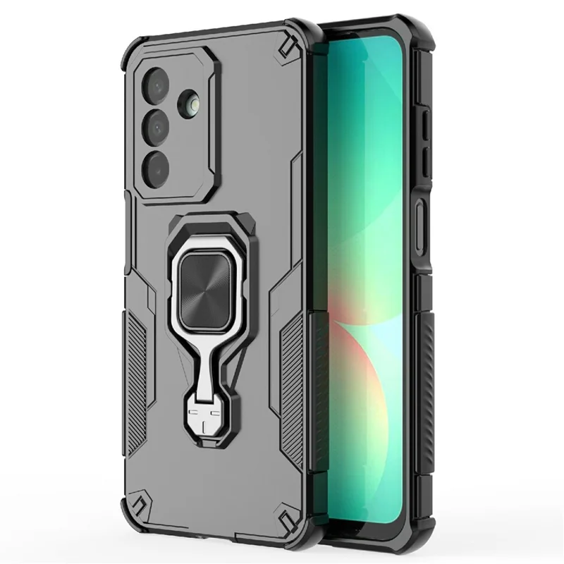 Bulk Purchasing For Samsung Galaxy A26 5G Case Rotatable Ring Kickstand PC + TPU Shockproof Phone Cover - Black